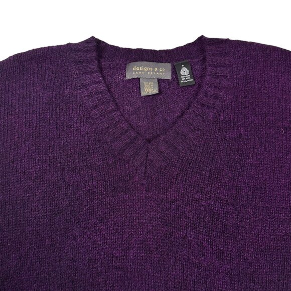 Vintage Designs & Co Lane Bryant 100% Wool Sweater SZ 22/24 Purple Boxy Cottage - Picture 3 of 13
